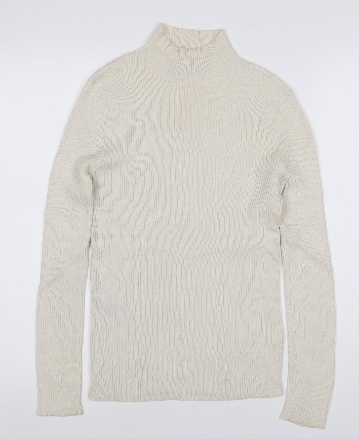 Marks & Spencer Women's Ivory Size 8 Ribbed Roll Neck Jumper