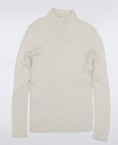 Marks & Spencer Women's Ivory Size 8 Ribbed Roll Neck Jumper