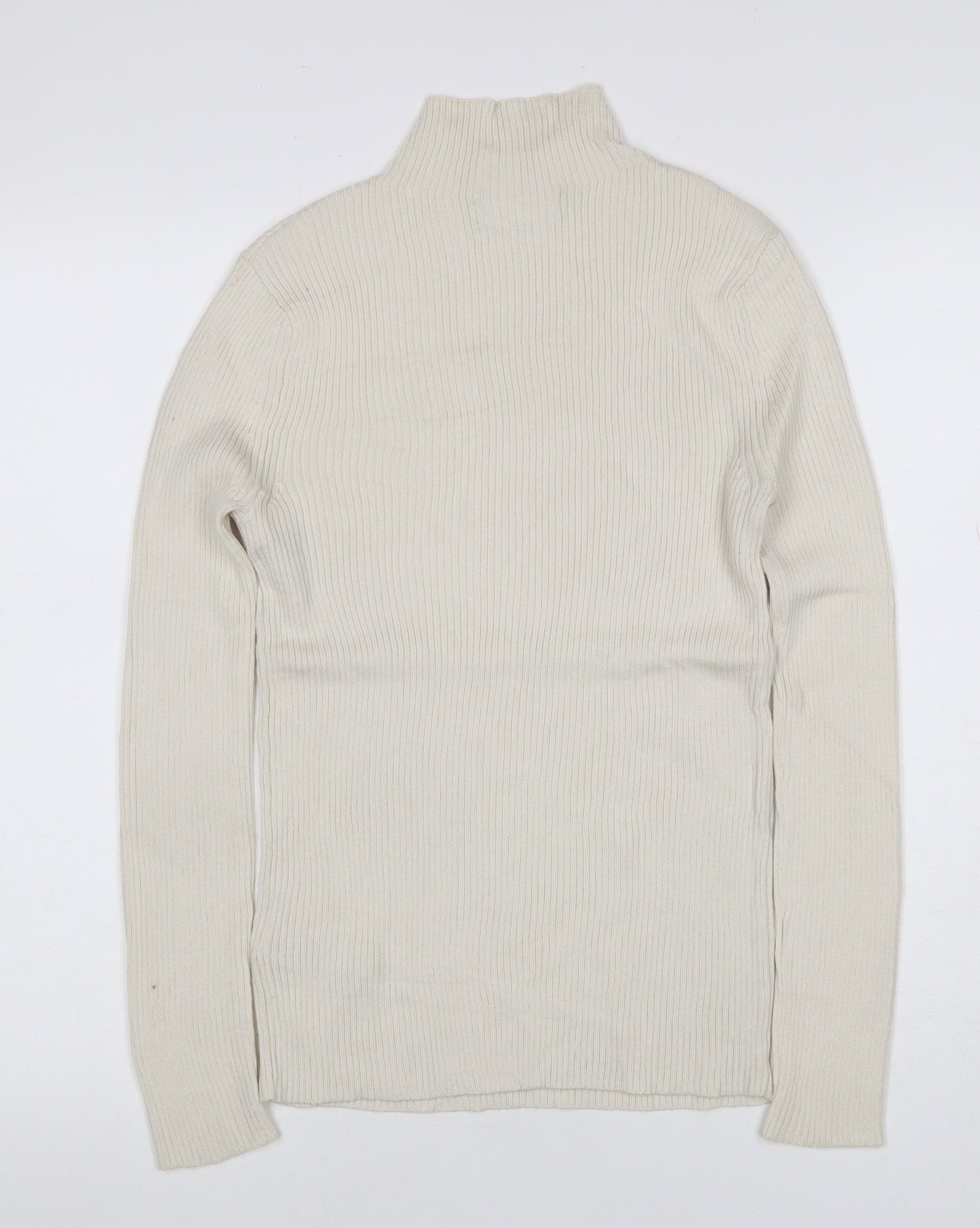 Marks & Spencer Women's Ivory Size 8 Ribbed Roll Neck Jumper