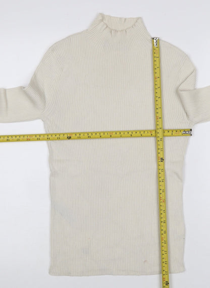 Marks & Spencer Women's Ivory Size 8 Ribbed Roll Neck Jumper