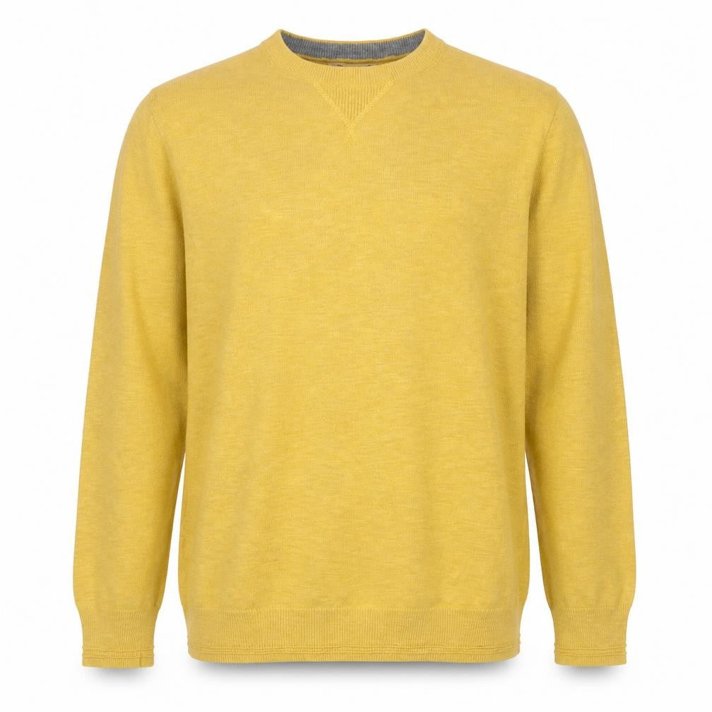 Marks & Spencer Men Yellow M Cotton Crew Neck Lightweight Pullover Jumper