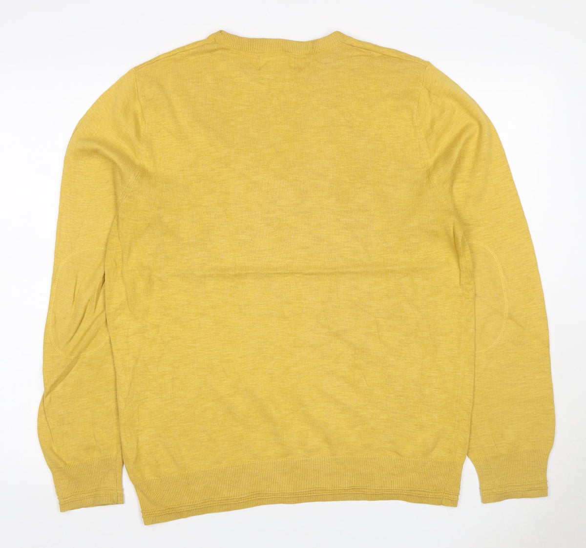 Marks & Spencer Men Yellow M Cotton Crew Neck Lightweight Pullover Jumper