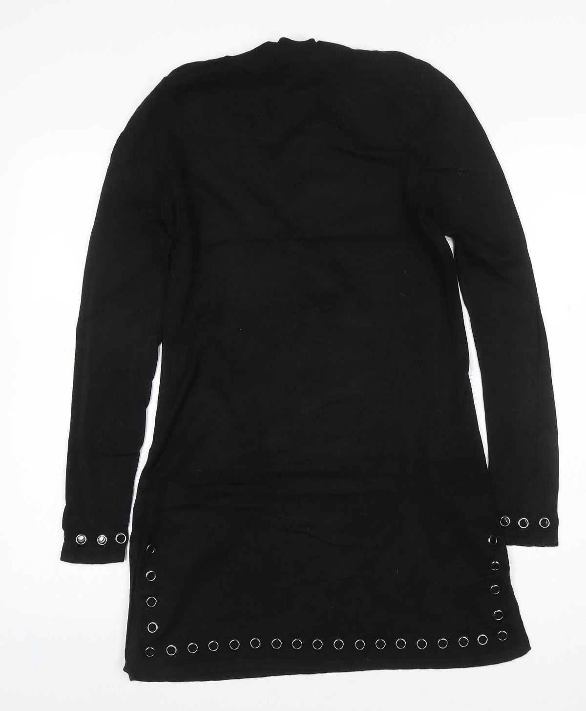 Star by Julien Macdonald Women Black UK 12 Bodycon Knit Eyelet Dress