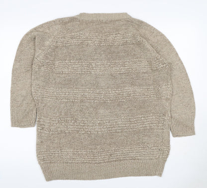 Back view of Savoir Women’s Beige UK 18 Textured Knit Crew Neck jumper