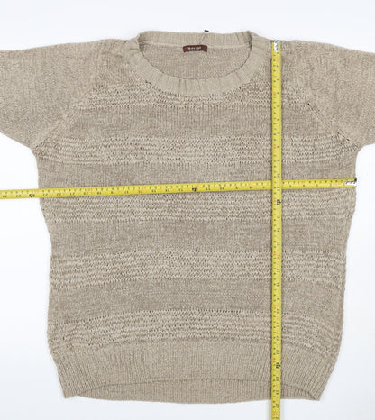 Close-up detail of Savoir Women’s Beige UK 18 Textured Knit Crew Neck jumper