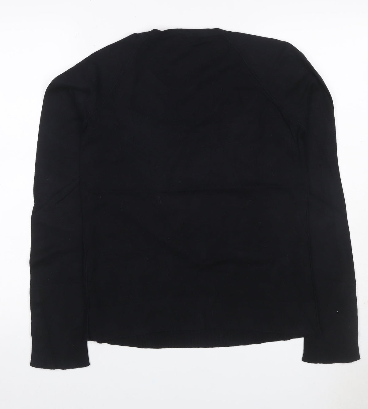 Whistles Women Black UK 10 Scoop Neck Cotton Blend Button Cuff Jumper