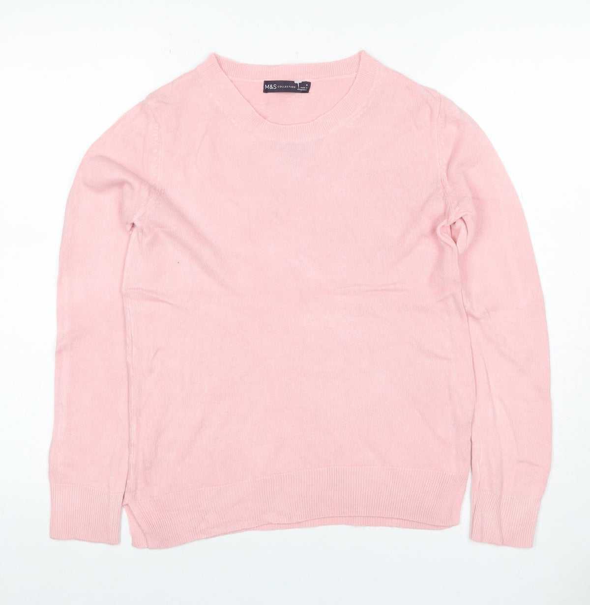 Marks and Spencer Women Pink Cashmere Crew Neck Jumper Size 8