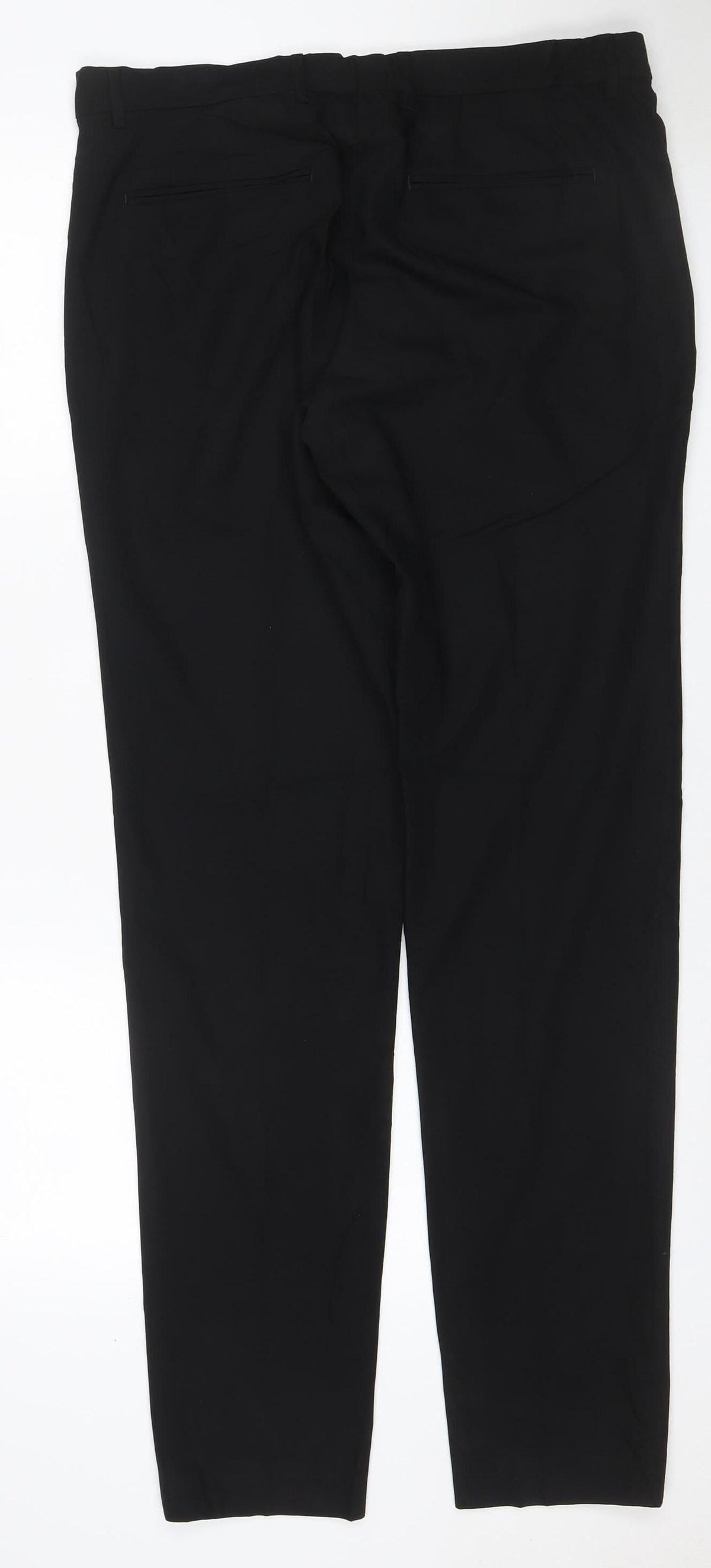 Zara Women Black UK 14 Straight Tailored Viscose Blend Dress Trousers