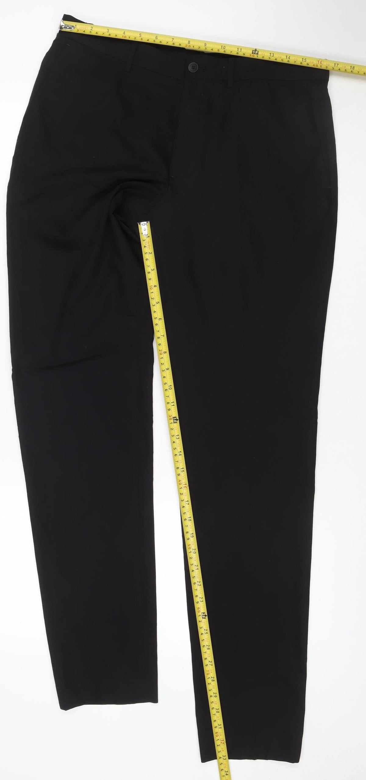Zara Women Black UK 14 Straight Tailored Viscose Blend Dress Trousers