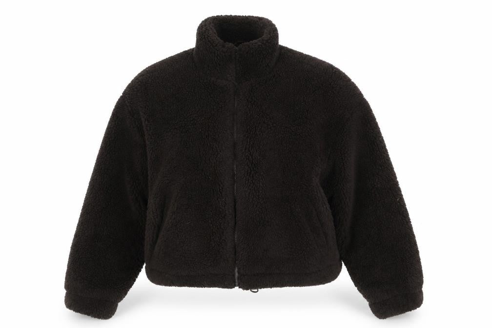 Primark Women’s Black UK 12 Teddy Fleece Cropped Zip Jacket
