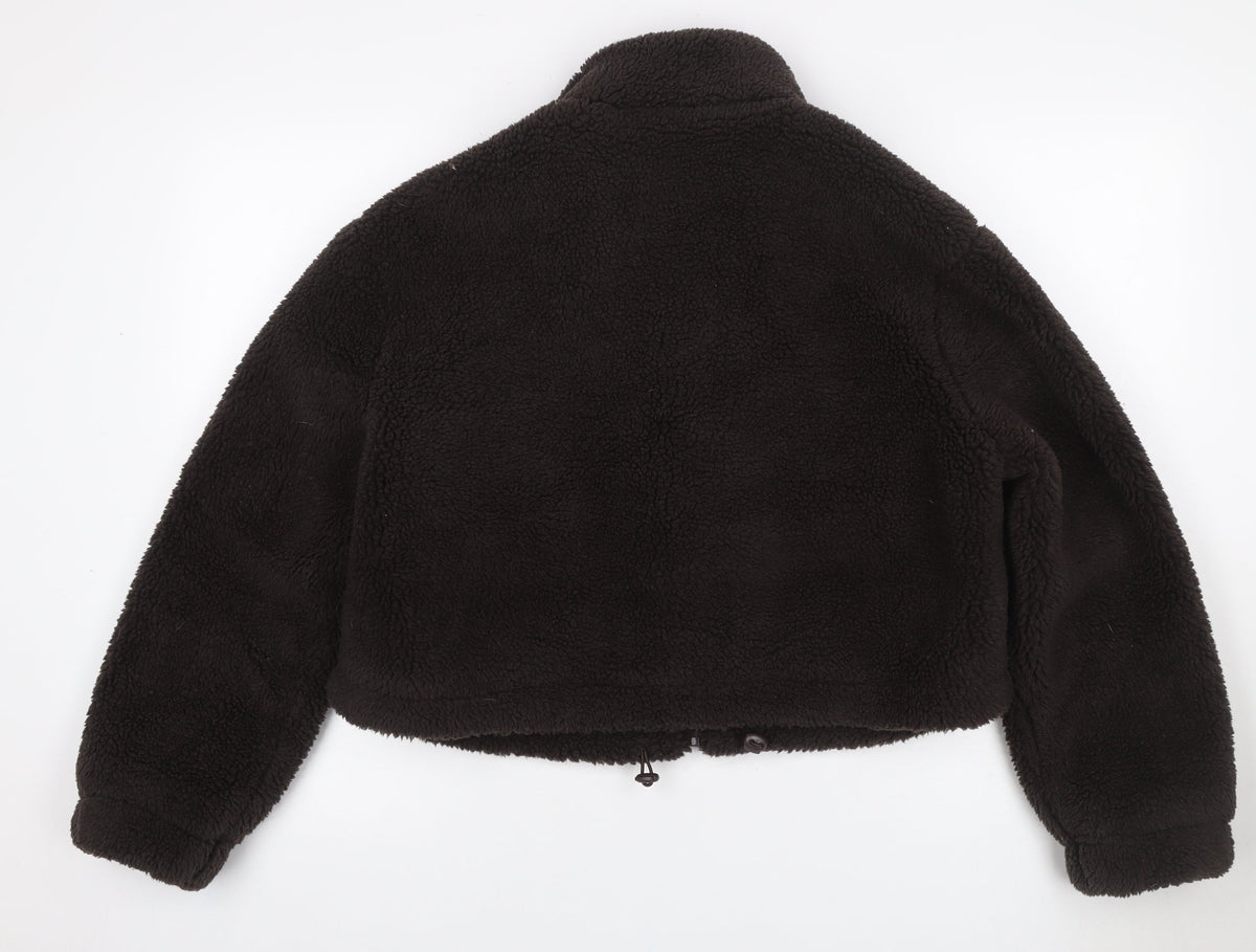 Primark Women’s Black UK 12 Teddy Fleece Cropped Zip Jacket