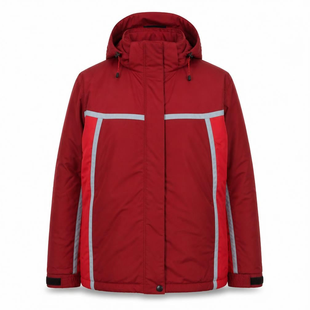 Brugi Women Red S Hooded Ski Jacket Reflective Insulated Full Zip