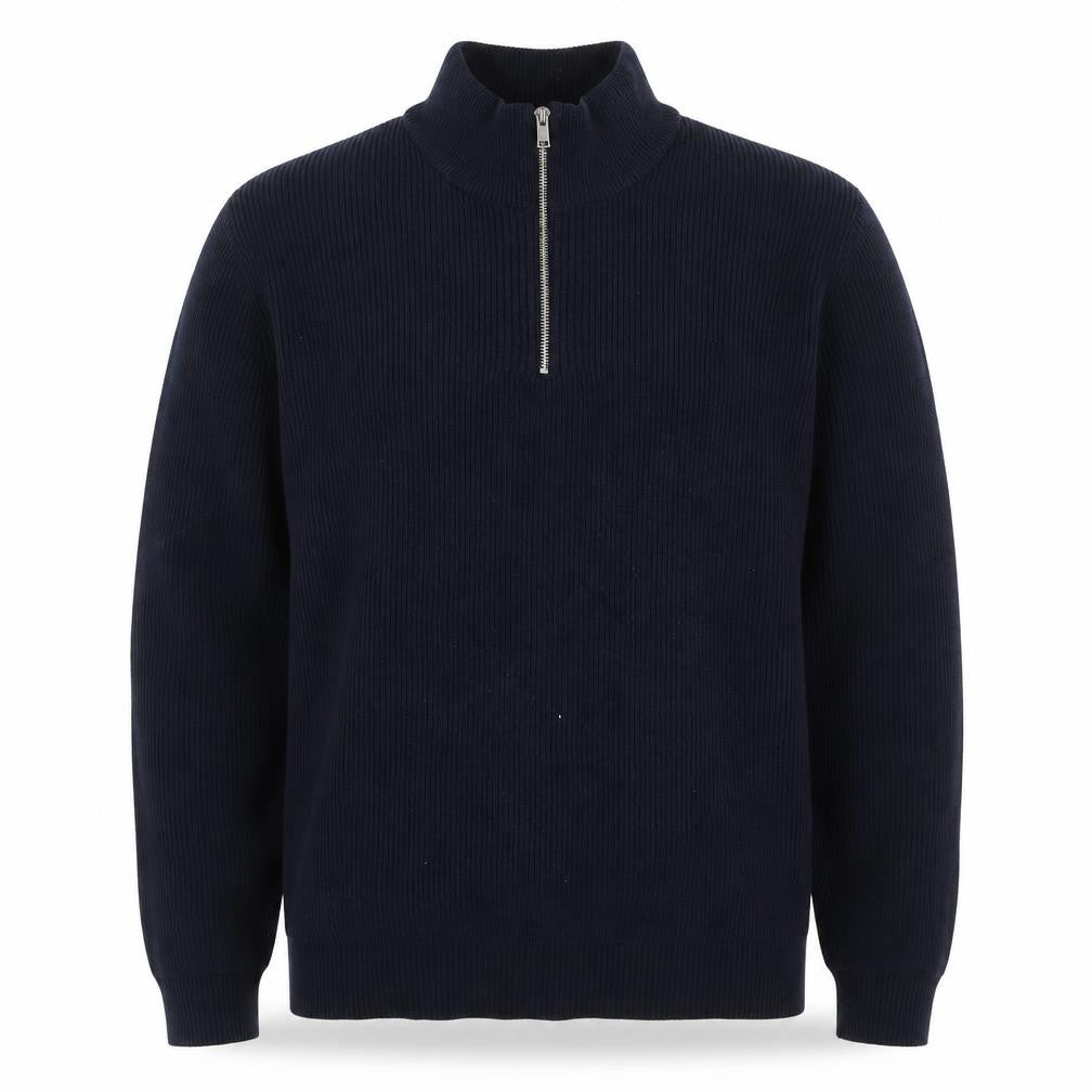 Marks & Spencer Men Blue XL 1/4 Zip Rib Knit Jumper