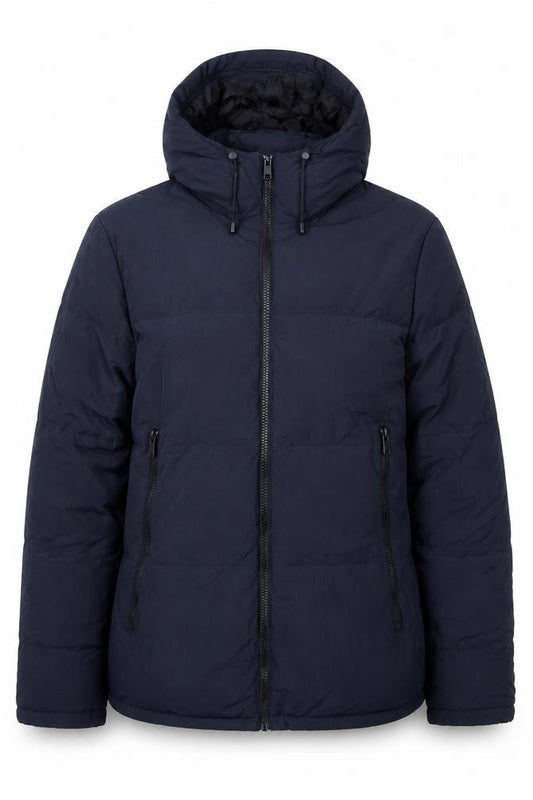 Jack Wills Women’s Blue L Hooded Puffer Jacket Down Filled Zip