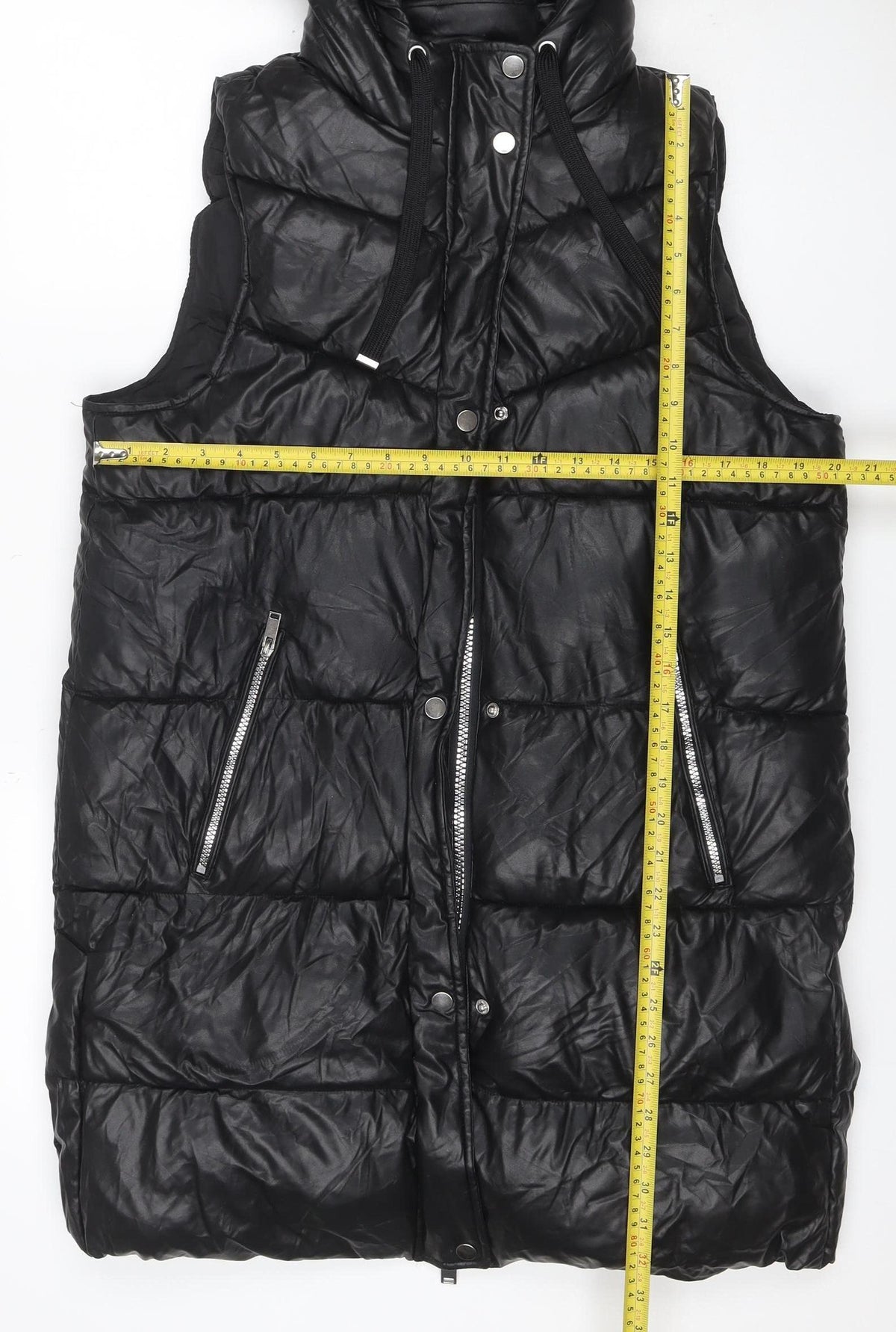 By Very Women’s Black Size 12 Long Hooded Puffer Gilet Jacket