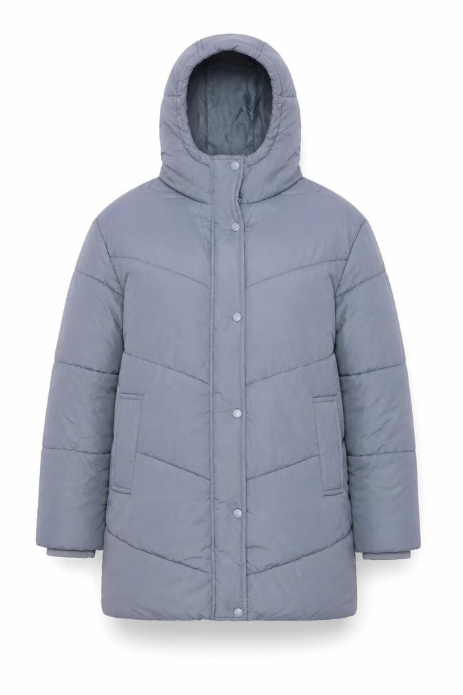 Marks & Spencer Women Blue UK 14 Hooded Quilted Puffer Jacket Snap Front