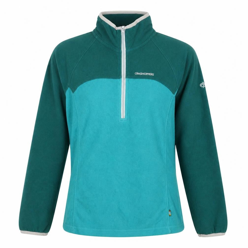 Craghoppers Womens Green Colourblock Fleece 1/2 Zip Sweatshirt UK 10