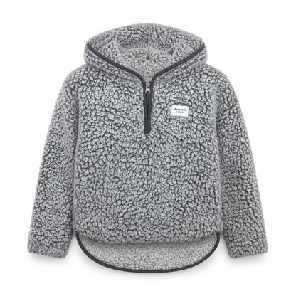 Abercrombie & Fitch Girls Grey 7-8 Years Sherpa Fleece 1/4 Zip Hoodie