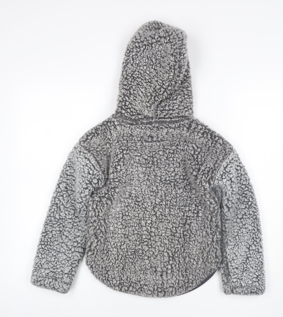 Abercrombie & Fitch Girls Grey 7-8 Years Sherpa Fleece 1/4 Zip Hoodie