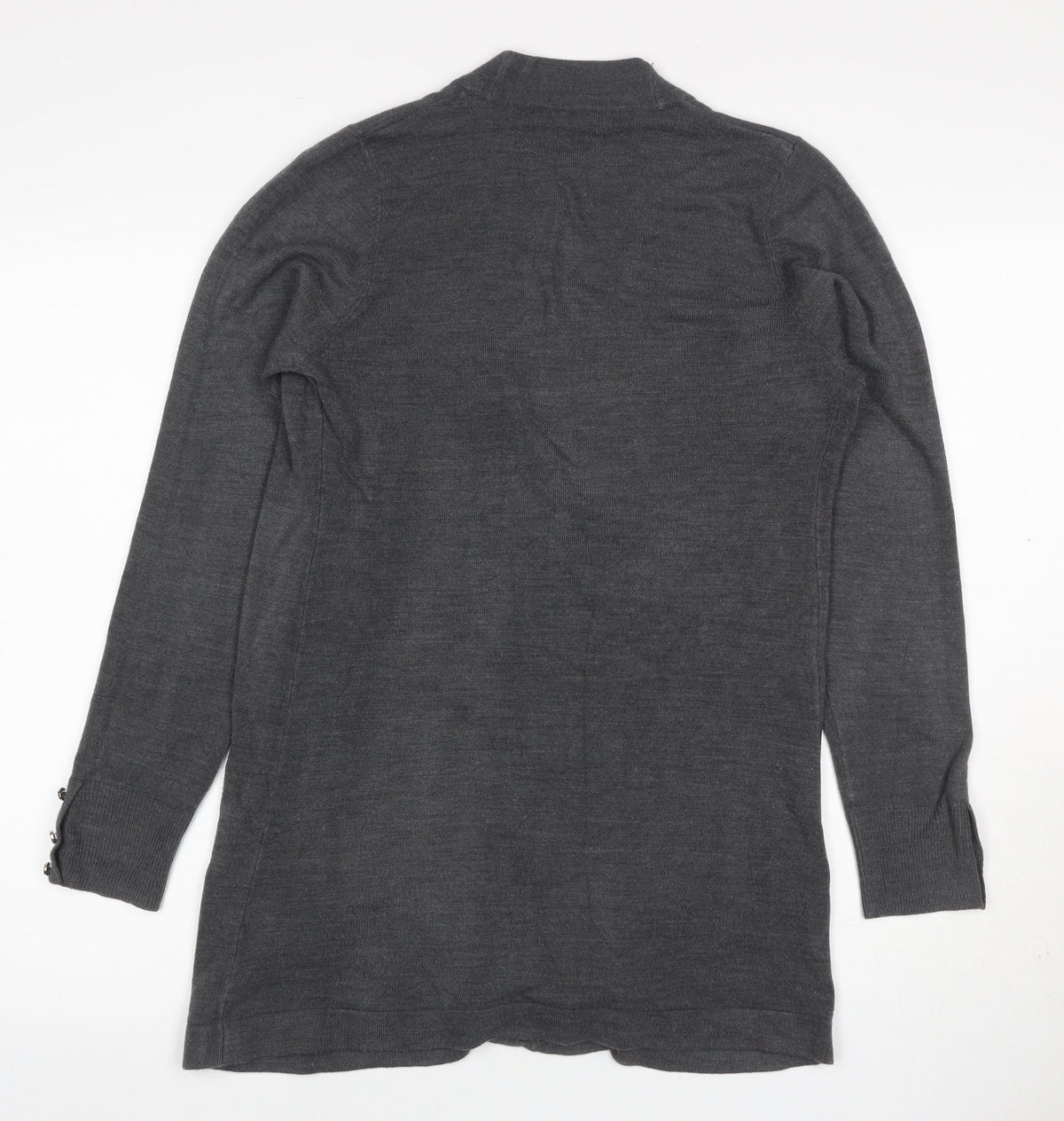 Marks & Spencer Women Grey Size 12 Open Knit Cardigan Pockets