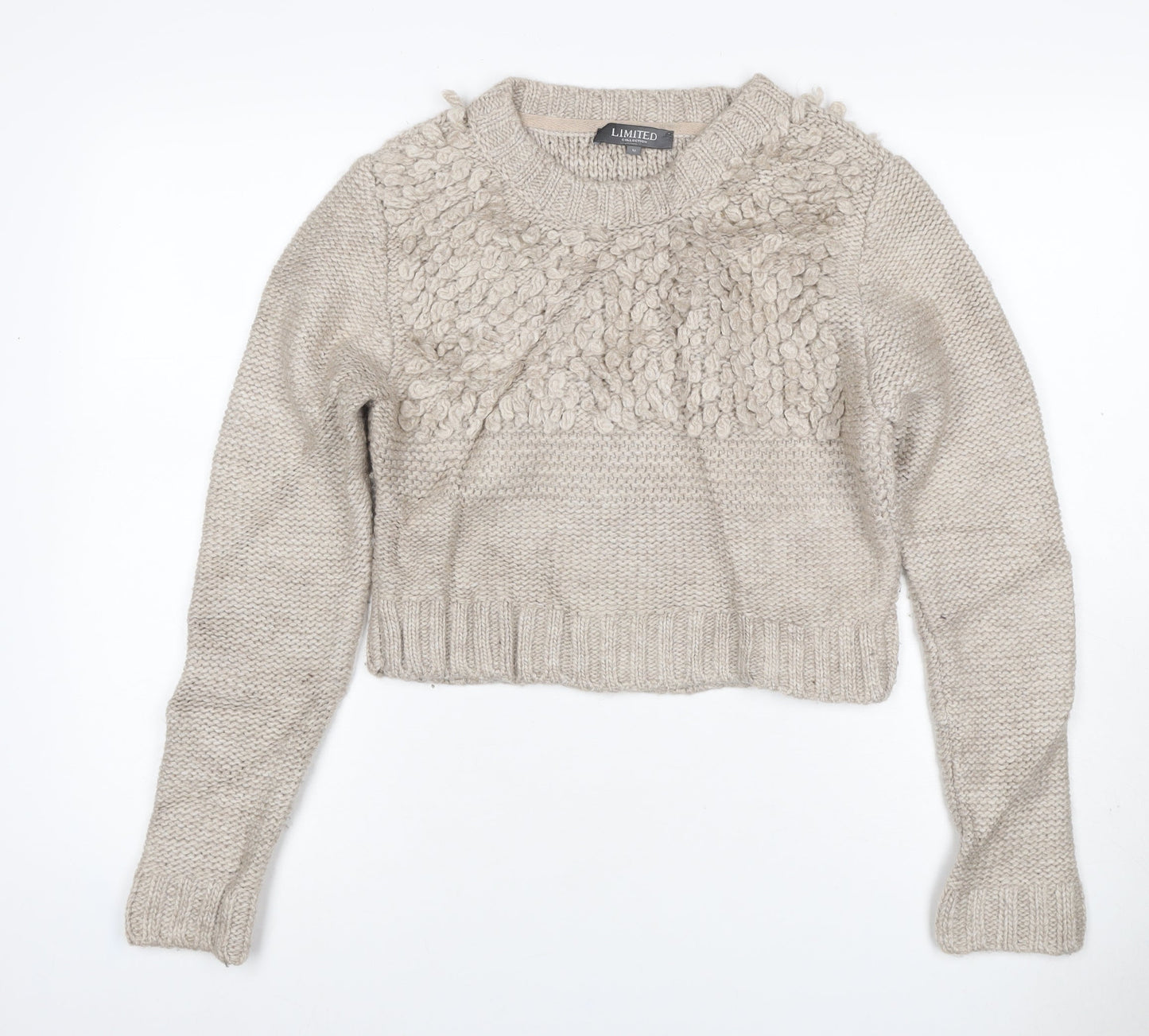 Marks & Spencer Women Beige M Chunky Knit Wool Blend Jumper