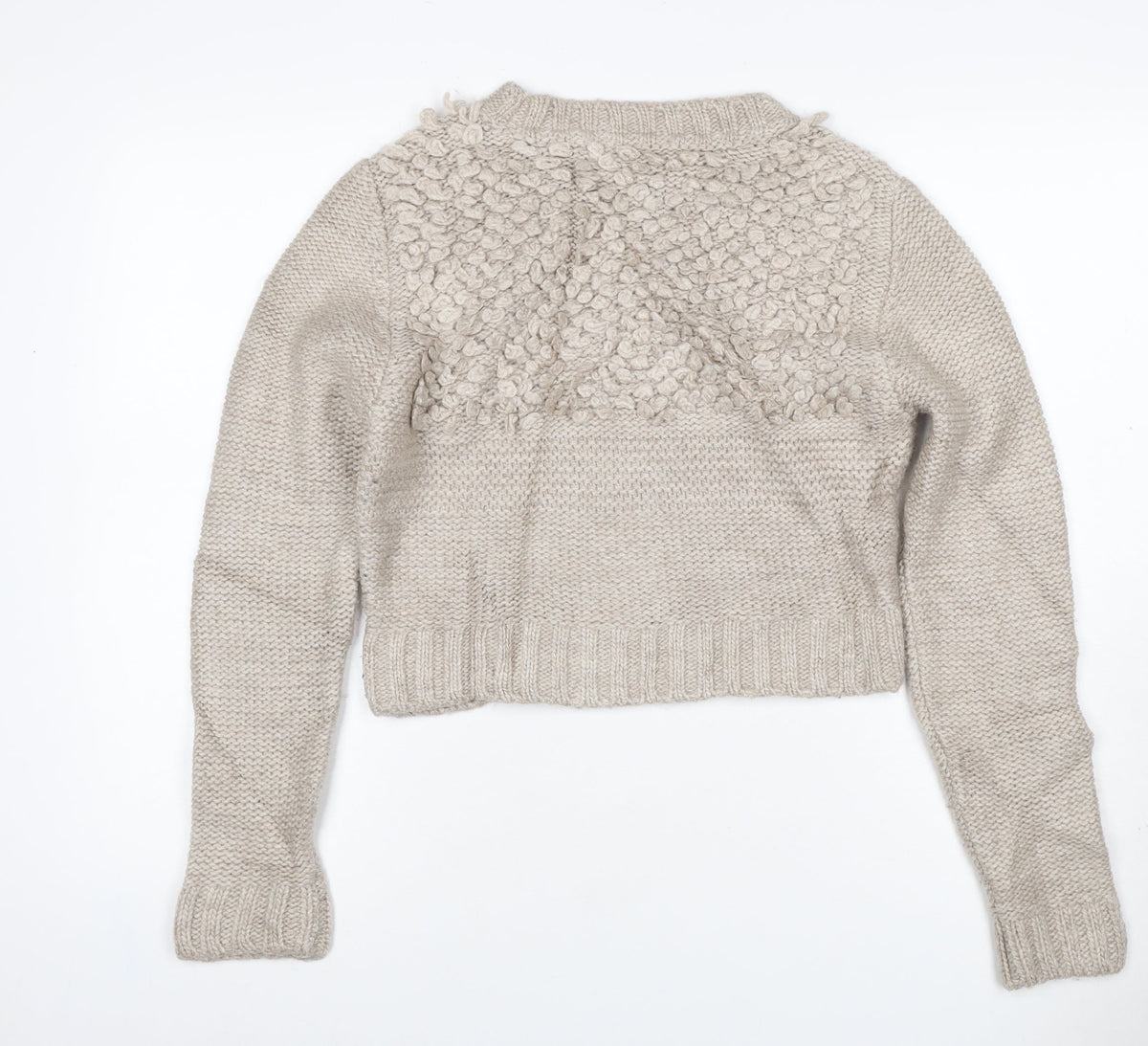 Marks & Spencer Women Beige M Chunky Knit Wool Blend Jumper