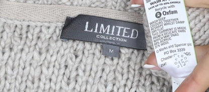 Marks & Spencer Women Beige M Chunky Knit Wool Blend Jumper
