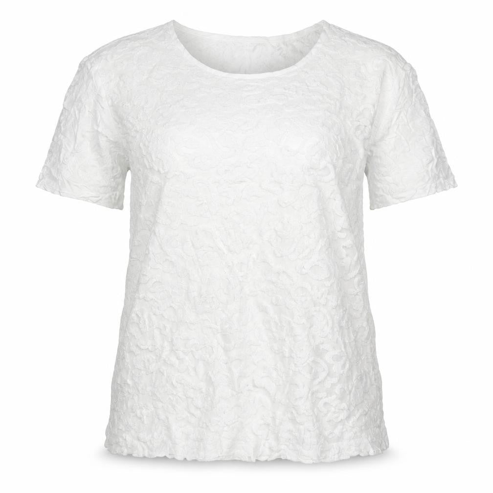 Reiss Women White M Floral Lace Puff Sleeve Short Sleeve T-Shirt