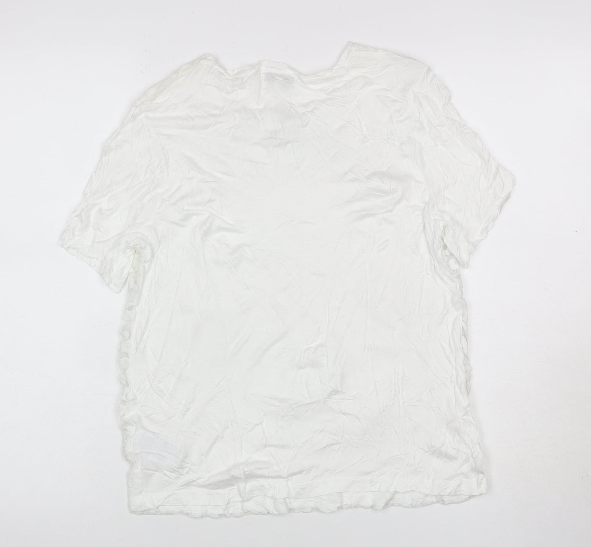 Reiss Women White M Floral Lace Puff Sleeve Short Sleeve T-Shirt