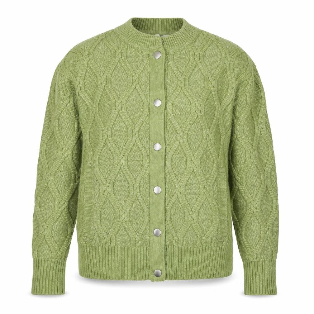 Marks & Spencer Women Green Size S Cable Knit Button Cardigan