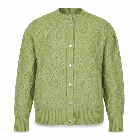 Marks & Spencer Women Green Size S Cable Knit Button Cardigan