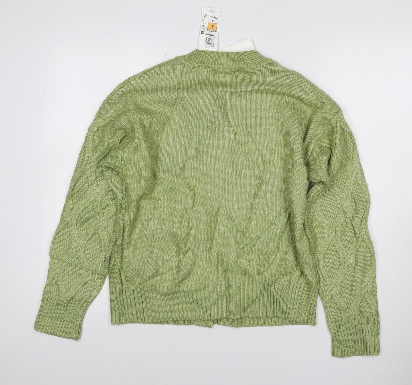Marks & Spencer Women Green Size S Cable Knit Button Cardigan