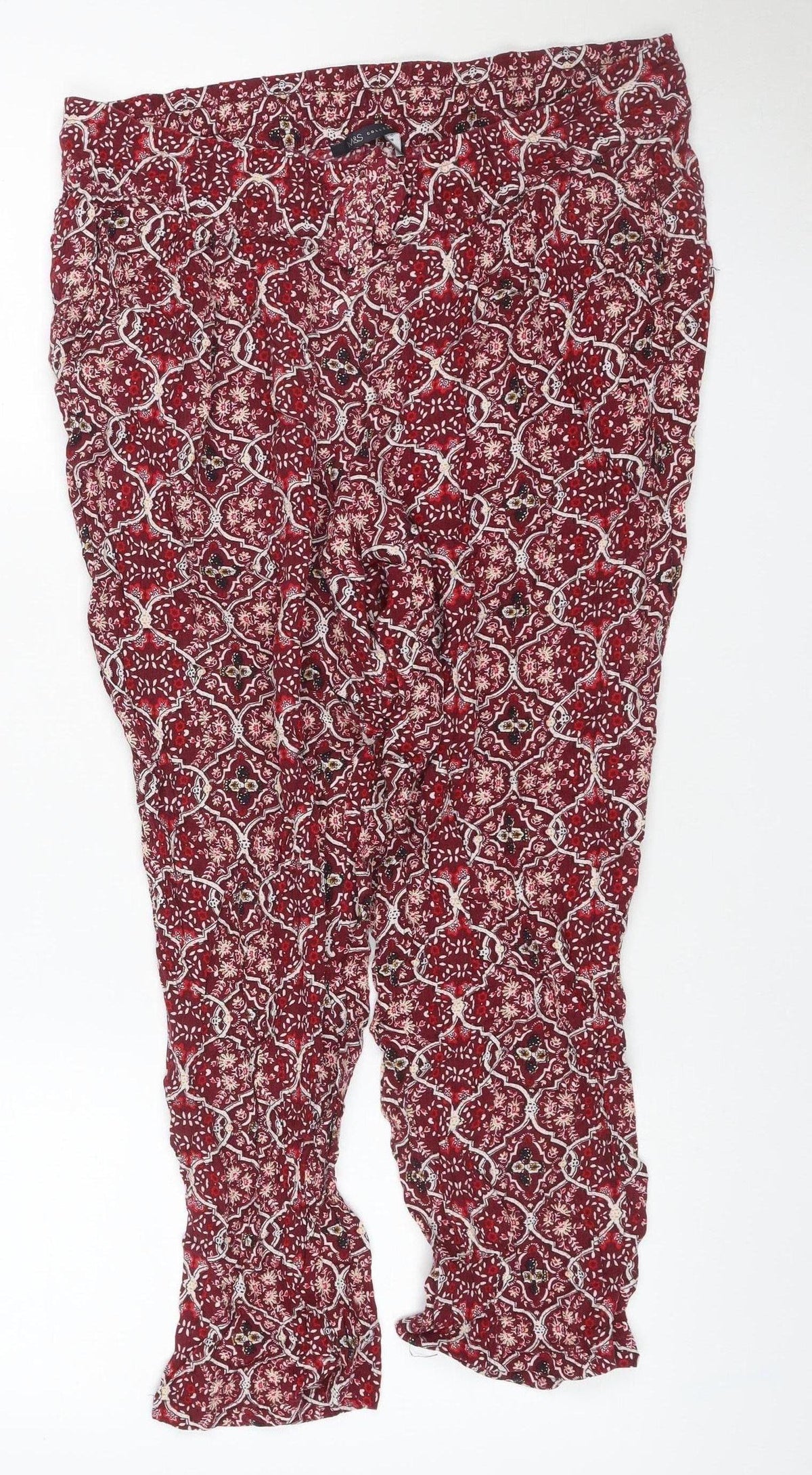 Marks & Spencer Womens Red UK 12 Viscose Harem Trousers