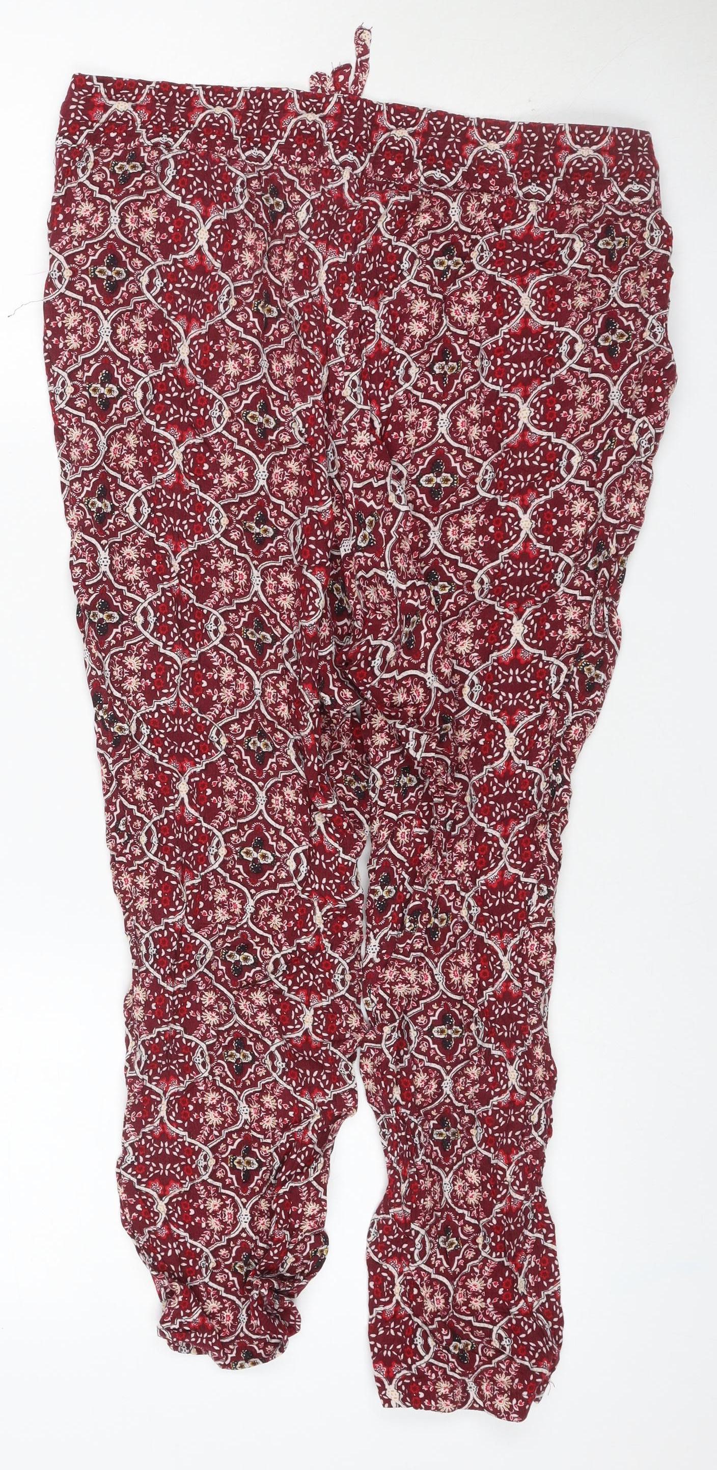Marks & Spencer Womens Red UK 12 Viscose Harem Trousers