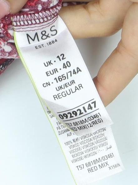 Marks & Spencer Womens Red UK 12 Viscose Harem Trousers