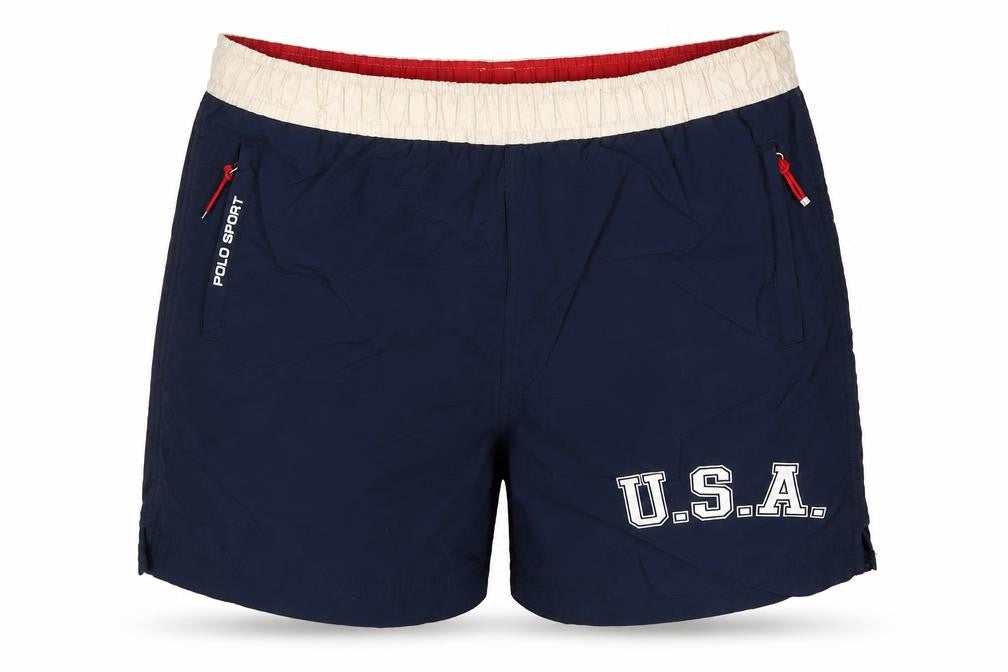 Polo Sport Ralph Lauren Men's Blue S USA Logo Nylon Swim Shorts