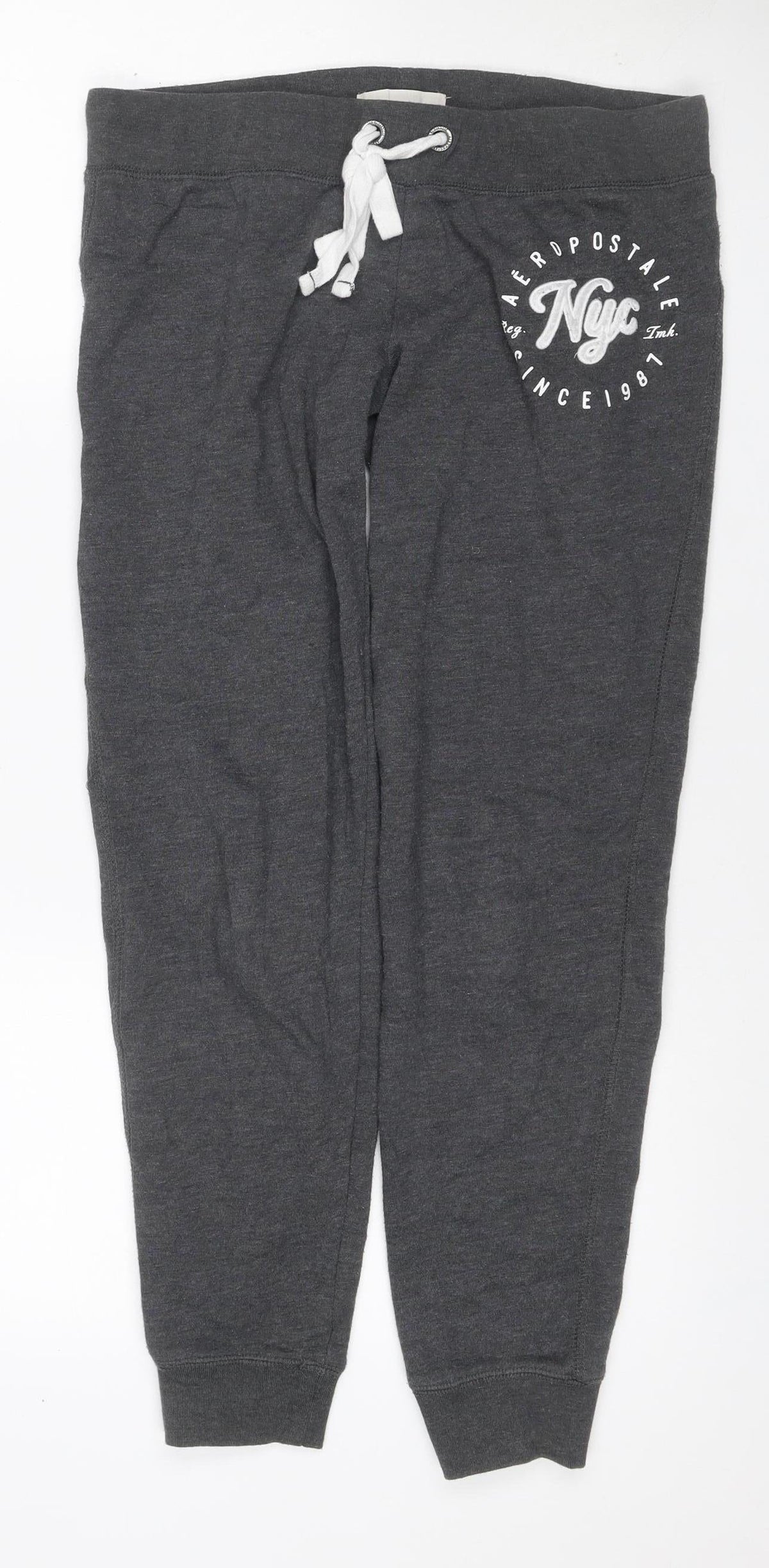 Aeropostale Women Grey M Jogger Sweatpants Logo Drawstring