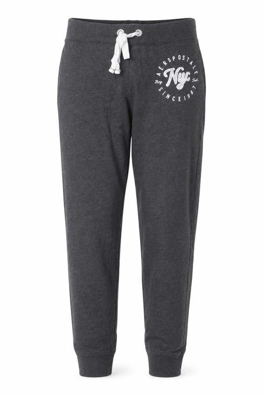 Aeropostale Women Grey M Jogger Sweatpants Logo Drawstring