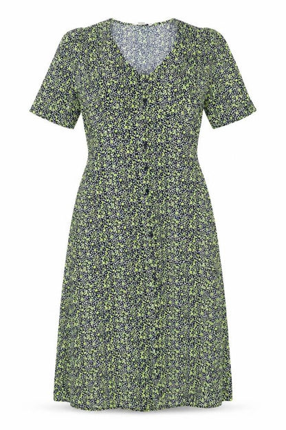 Finery Women Green Floral Midi Shirt Dress UK 12 Long Sleeve