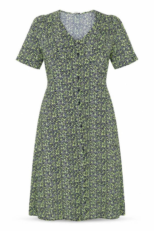 Finery Women Green Floral Midi Shirt Dress UK 12 Long Sleeve