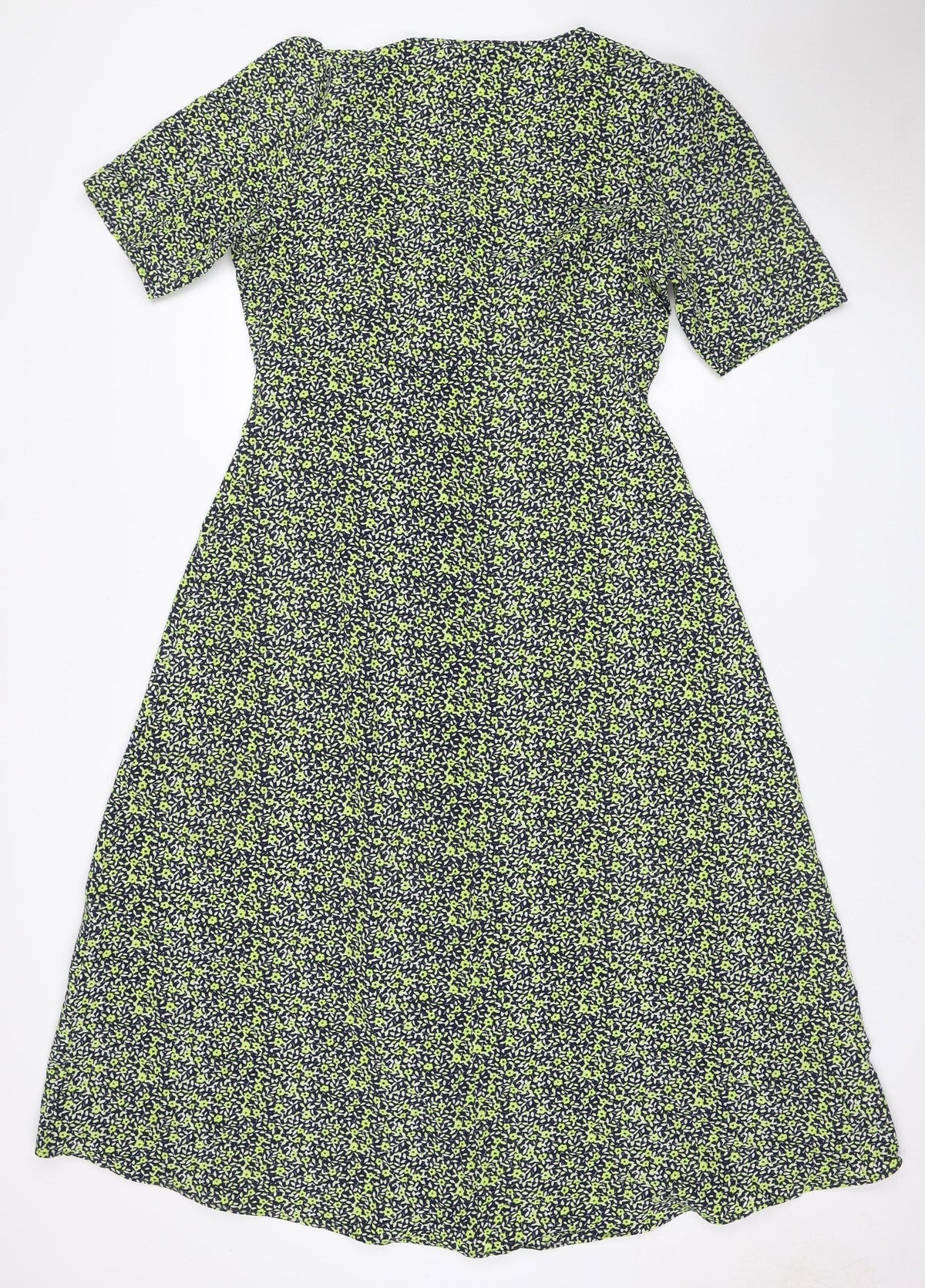 Finery Women Green Floral Midi Shirt Dress UK 12 Long Sleeve