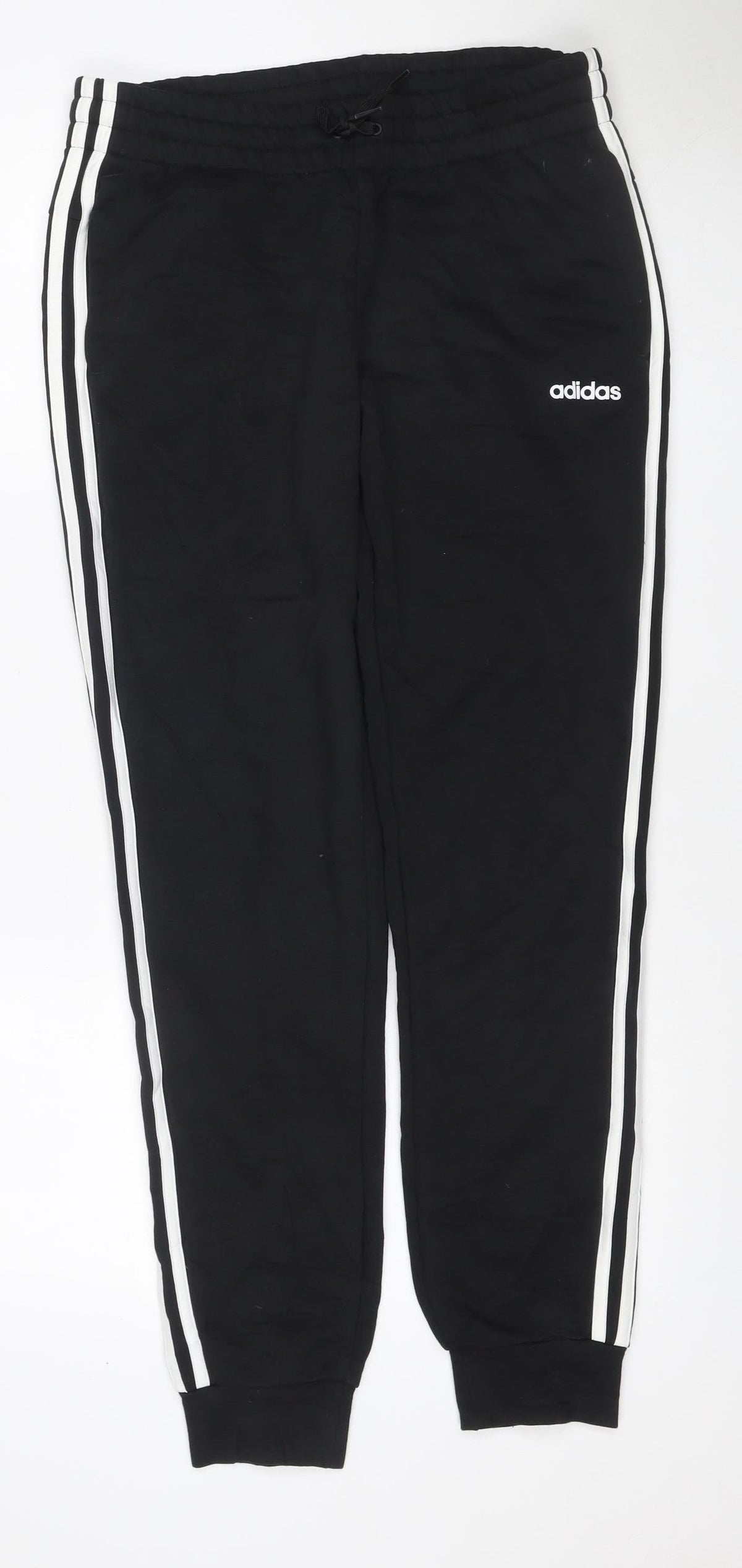 adidas Women Black UK 12-14 M Track Pants 3 Stripe Tapered Joggers