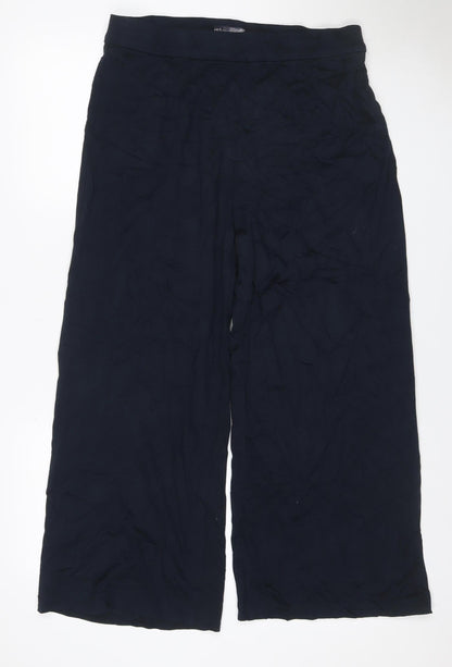 Marks & Spencer Women Black Size 16 Wide-Leg Stretch Trousers