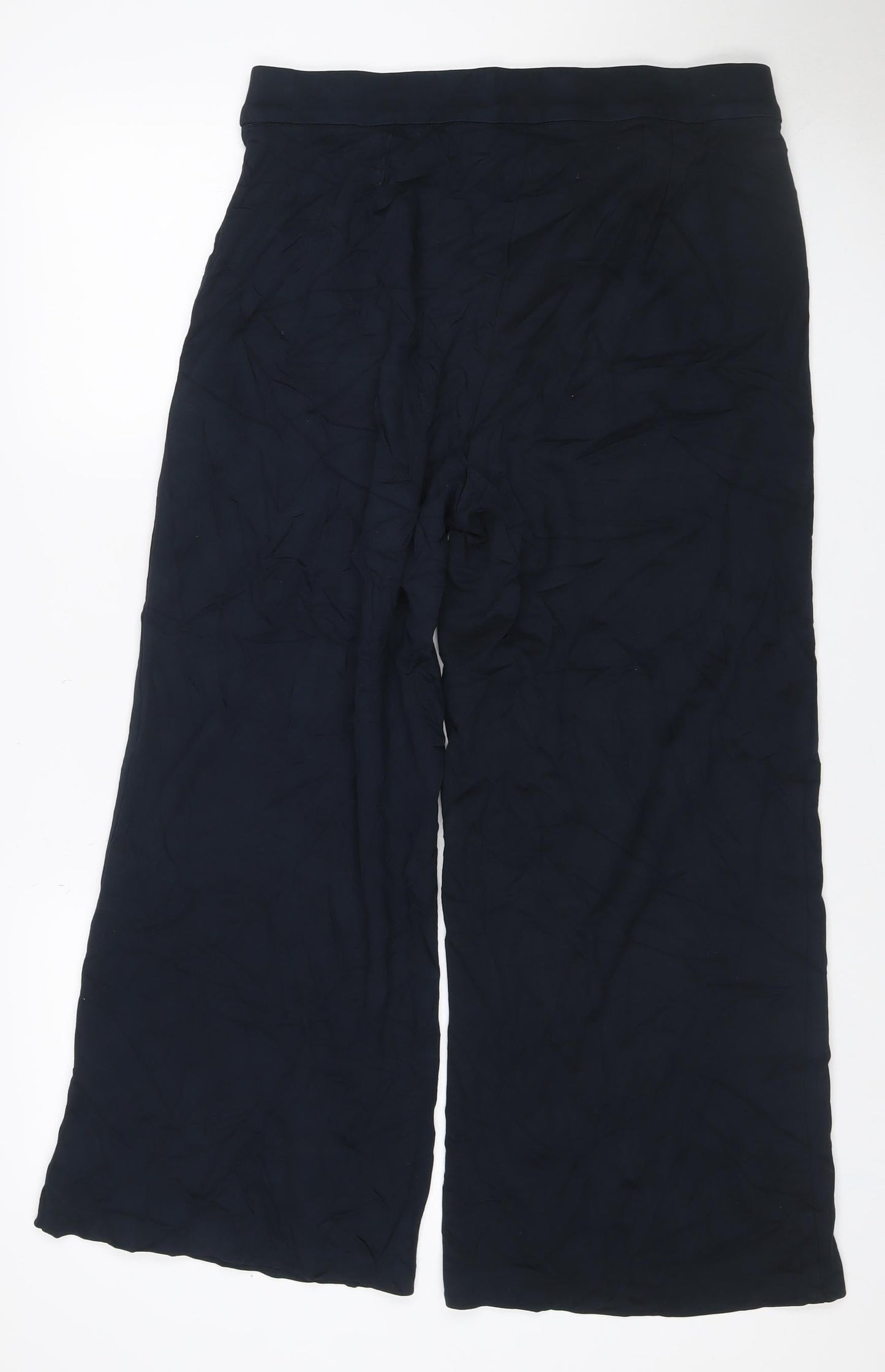 Marks & Spencer Women Black Size 16 Wide-Leg Stretch Trousers