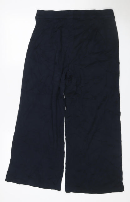 Marks & Spencer Women Black Size 16 Wide-Leg Stretch Trousers