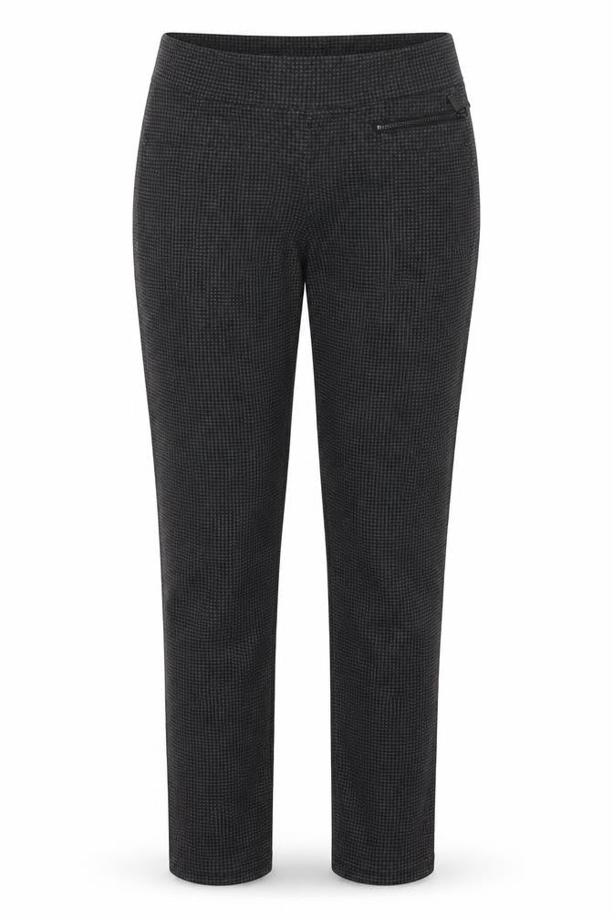 DKNY Jeans Women Grey Herringbone Straight Trousers M Zip Pockets