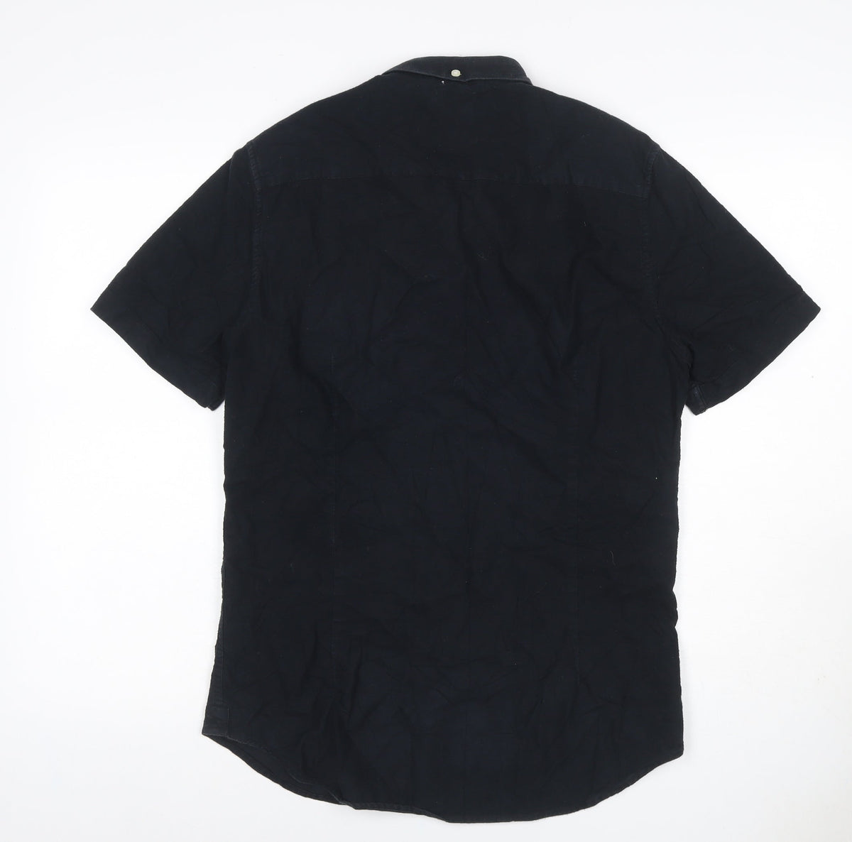 River Island Men’s Black S Slim Fit Short Sleeve Button-Down Shirt