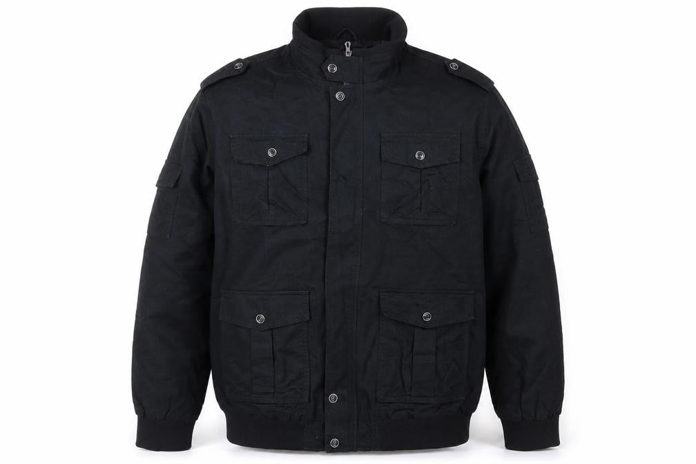 Outdoor Jacket Men's Black 2XL Military Cotton Utility Jacket