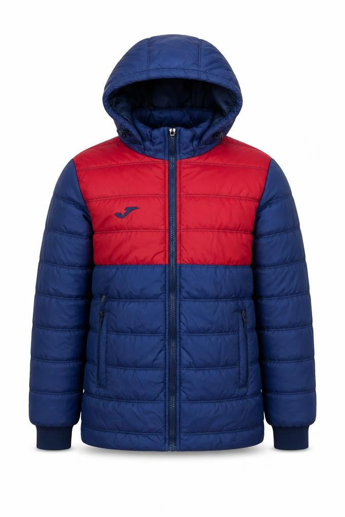 Joma Boys Blue Red 12 Years Puffer Jacket Hooded Quilted Winter