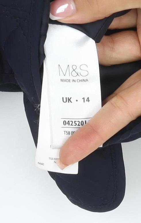 Marks & Spencer Women’s Navy UK 14 Quilted Mid-Length Padded Coat Classic